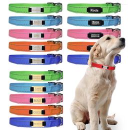 Dog Collars Personalized Reflective Collar Customize Engraved Pet ID Tag Adjustable Necklace For Large Medium Small Supplies