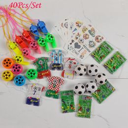 Party Favor 40Pcs Football Themed Sports Toys Set Soccer Whistle Mazz Tattoo For Kids Birthday Favors Goodie Bag Pinata Filler