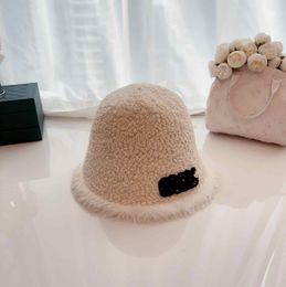 New style fur trimmed lamb velvet fisherman hat bucket hat, with a sense of atmosphere