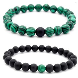 Strand Kirykle 8mm Couple Natural Stone Beads Bracelet Set For Valentine's Day Christmas Gift Peacock Bead Black