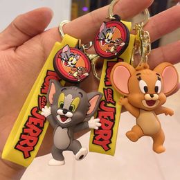 Toy Tom Jerry Keychain Push Small Gift Pendant Cat and Mouse Car Chain Male Pendant