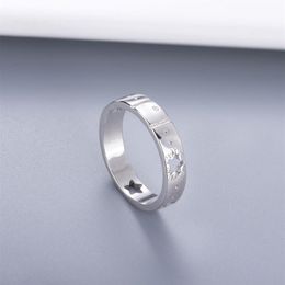 Women Hollow Star Finger Ring with Stamp Gold Silver Letter Ring for Gift Party Fashion Jewelry Accessories Size 678910275P