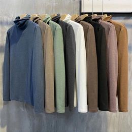 Men's T Shirts Winter Warm Turtleneck Bottoming Shirt Men Double-sided Brushed Causal Loose Long-sleeved Inner Top T-shirts Male Clothes