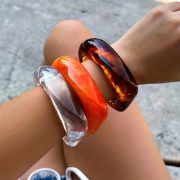 Bangle Ingemark Vintage Coloful Irregular Acrylic Resin Chunky Bangles for Women Kpop Geometric Charm Bracelets Couple Jewellery Pulseras 231012