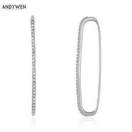 Andywen 925 Sterling Silver Pave Earkuff Earkuff No Kopanie na kolczykach na kolczykach Mankiety Kobiety Luksusowa biżuteria 210608210S