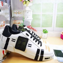 Luxury 23S/S Calfskin Nappa Man Sneakers Shoes White Black Leather Trainers Famous Brands Comfort Couple Skateboard Men's Casual Walking EU35-45 mjbg0002