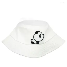 Berets Panda Animal Embroidery Cotton Bucket Hat Fisherman Outdoor Travel Sun Cap Hats For Men And Women 154