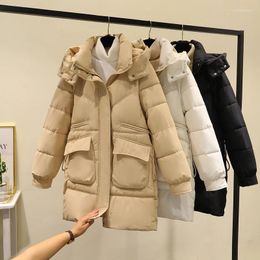 Women's Trench Coats 2023 Autumn Winter Mid-long Parkas Jackets Women Casual Thick Warm Hooded Pattern Coat Female Outwear Windproof Jacket