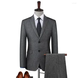 Men's Suits BATMO 2023 Arrival High Qulaity Wool Men Casual Two Splits Grey 868