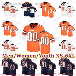 2023 Custom S-6XL NCAA Syracuse Orange Football Jersey 6 Garrett Shrader 20 LeQuint Allen 23 Ike Daniels 25 Josh Escobar 28 Juwaun Price 35 Kyle Acker Men Women Youth