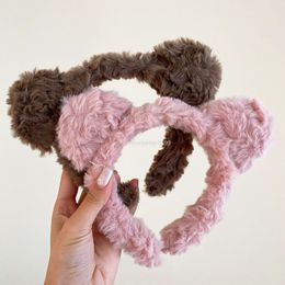 Cute Cartoon Bear Ears Plush Hairband for Girls Kids Sweet Headband Hair Hoops Headdress Hair Ornament Accessories