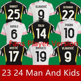 fans player POGBA JuVentus soccer jerseys 2023 2024 home away MILIK DI MARIA VLAHOVIC KEAN POGBA CHIESA McKENNIE LOCATELLI football jerseys Kits men and Kids unifor