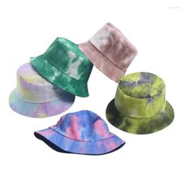 Berets Double-sided Wearing Cap Corduroy Tie Dye Bucket Hat Men Women Sun Hats Reversible Fisherman Summer Panama Fishing Caps