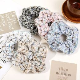 Elegant Knitting Large Intestine Hair Ring Tweed Plaid Hair Scrunchies Women Hair Bands Ties Rubber Band Girls Ponytail Holder