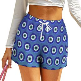 Women's Shorts Evil Eye Women Blue Eyes Print Street Wear Custom High Waist Oversize Short Pants Sport Bottoms