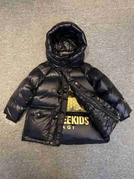 Rompers White Duck Down Jacket for Children Black Luxury Brand Boys and Girls Hooded Meduim Long Coat Waterproof Children's Warm Coat XMP402 x1013