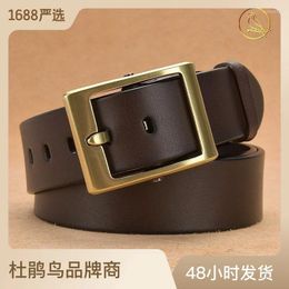 Belts Genuine Real Leather Top Layer Cow Belt Japanese Buckle Men's Brand Pure Casual Vegetable Tanned