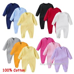 Rompers born Baby Clothes Romper Boy Sleepsuit Girl Sleepwear Onepieces Jumpsuit White Black Brown Yellow Blue Rose Pink Grey 231013