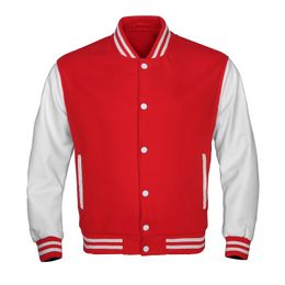 Men's Jackets Autumn Solid Casual Leather Sleeves Wool Unisex Vintage Baseball Letterman Varsity Jackets Men 231012