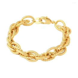 Link Bracelets FS Fashion Gold Bracelet Color Unique 21 CM 12 MM Thick Chain & Hip Hop Geometric Braided Pulseras