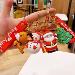 Decorative Figurines Christmas Dolls Decorations Santa Keychain Cartoon Snowman Cute Bag Pendant Buckle