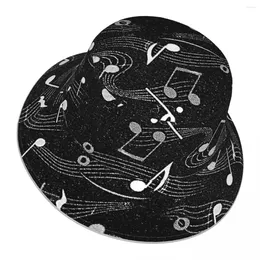 Berets Musical Notes Reflective Bucket Hat Men Women Outdoor Sunscreen Beach Sun Hiking Fishing Cap