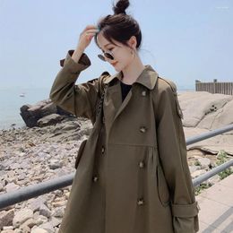 Women's Trench Coats A-line Windbreaker Coat Mid Length Spring And Autumn 2023 Casual Loose Versatile Polo Top