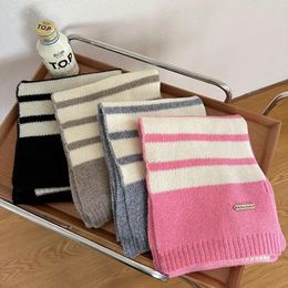 Scarves Wool Women Lady Winter Thicken Warmer Soft Pashmina Shawls Wraps Female Striped Knitted Long Scarf For D562
