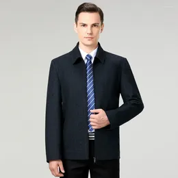 Men's Jackets Jacket Spring And Autumn Administrative Business Cadre Zipper Lapel Wool Coat For Men Dad's