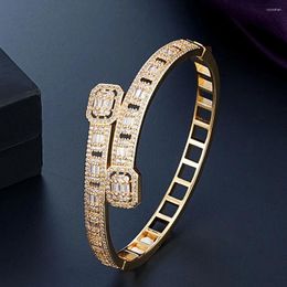 Bangle Zlxgirl Brand Mirco Paved Zircon Crystal Wedding For Women Size Bridal Jewellery Colourful Zirconia Gold Bracelet Gifts