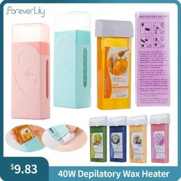 Epilator foreverlily Depilatory Wax Heater Machine Roll On Wax Cartridge Hair Removal Cream Heating Device Home Epilator Waxing Warmer 231013