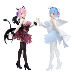 Mascot Costumes 16cm Anime Figure Rem Re:life in A Different World From Zero Kawaii Black and White Angel Model Dolls Toy Gift Collect Box