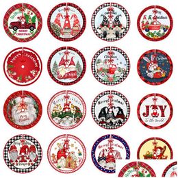 Christmas Decorations Christmas Tree Skirt Polyester 90Cm 120Cm Gnomes Santa Snowman Design Merry Party Decoration Home Garden Festive Dhjsk