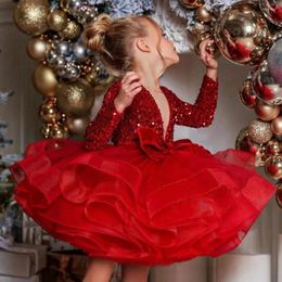 Girl Dresses Fashion Baby Flower Organza Sequins Children Mini Wedding Birthday Party Gowns