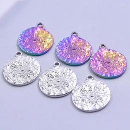 Pendant Necklaces 5Pcs/lot Jewellery For Crafts Wholesale Coin Charm Pattern Colourful Making Titanium Steel DIY Necklace Keychain