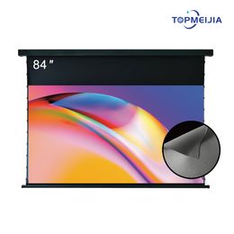 84 Inch ALR Motorized Tab-Tension Projector Screen Pull Down Normal Throw Projector Ambient Light Rejecting Projection Screen