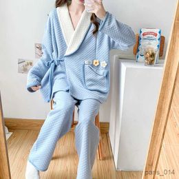 Sleep Lounge Autumn Winter Cotton Maternity Nursing Sleepwear Sets Sweet Cute Breastfeeding Pyjamas Pregnancy Home Wear R231013