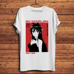 Men's T Shirts Kawaii Waifu Mai Sakurajima Funny Anime Girl Senpai Shirt Men White Casual TShirt Unisex Otaku Streetwear Tee