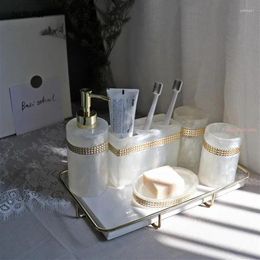 Bath Accessory Set Light Luxury Resin Wash Soap Dispenser Gargle Cup Toothbrush Holder Dish Bathroom Supplies Christmas Gifts