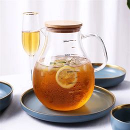 Tumblers ONEISALL 2800ml Glass pitcher Transparent Water Jug Heat Resistance Juice Container With Lid Drinkware 231013