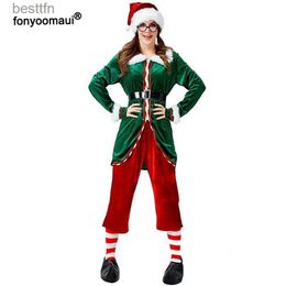 Theme Costume Santa Claus Elf Little Helpers Come Christmas Elves Adult X-mas Family Mr Mrs Fleece Velvet Matching Outfit For Men WomenL231013