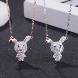 Fashion Rabbit 925 Sterling Silver Pendant Necklace Cubic Zirconia Designer S925 Clavicular Chain Top Quality Jewellery Gift J1105 for Women