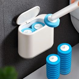 Toilet Brushes Holders Disposable Toilet Brush Holder With Cleaning For Bathroom Toilet Wall Mounted Replacement Brush Head Toilet Brush Cleaner Set 231013