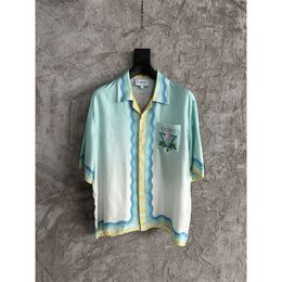 Casablanca hawaii shirt table tennis racket thin printed beach shirt style casual loose fitting shirts casablanc