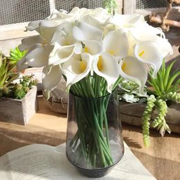 Dried Flowers 37cm White PU Fake Flower Artificial Calla Lily for Home Decor Wedding Bridal Bouquet Home Table Flower Bouquet Decor 10/5Pcs 231013