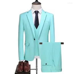 Men's Suits 2023 (Jacket Vest Pants) Mens Suit Slim Fit Embroider Men Luxury Stripe Wedding Formal Wear Dress S-5XL