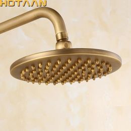 Bathroom Shower Heads . 8 inch 20x20cm Round OverHead Rain Shower Head Copper Shower Head Anitque Brass Bathroom Shower Chuveiro YT-5113 231013