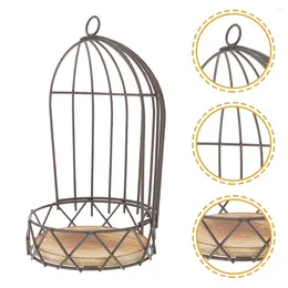 Candle Holders Metal Stands Bird Cage Shelf Festival Ornament Birdcage Lanterns Decorative Candlestick Flower Holder Solid Wood Rack