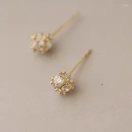 Stud Earrings CMajor 9ct Solid Gold Earring Fashion Temperament Three-dimensional Small Ball Shape Chic Minimal Simple For Women