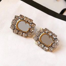 Have stamps fashion square full diamond earrings aretes orecchini brand designer earrings ladies wedding party couples gift jewelr280j